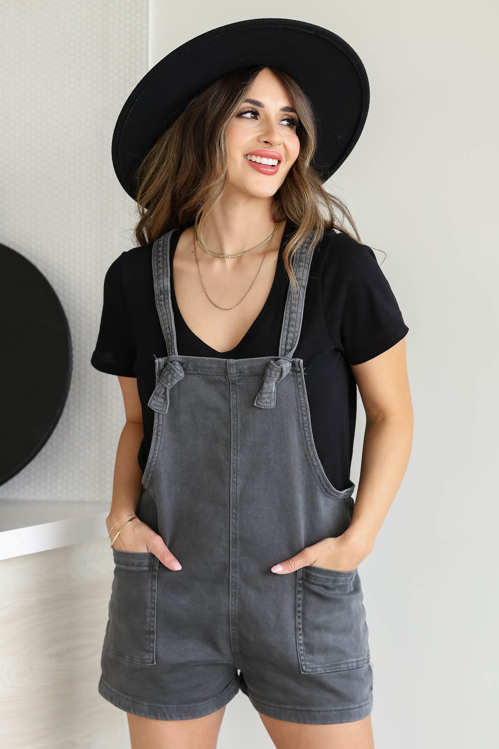 Really Doing It Short Overalls - Ash Black, Closet Candy, 1