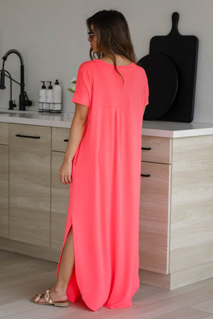 I'll Be By The Pool Maxi Dress - Neon Coral Pink, Closet Candy, 2
