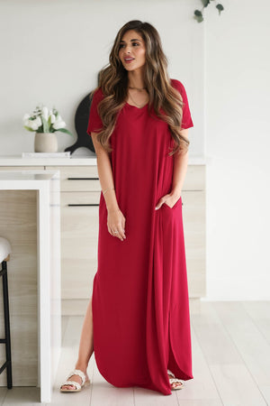 I'll Be By The Pool Maxi Dress - Burgundy, Closet Candy, 5