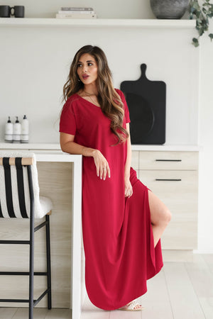 I'll Be By The Pool Maxi Dress - Burgundy, Closet Candy, 3