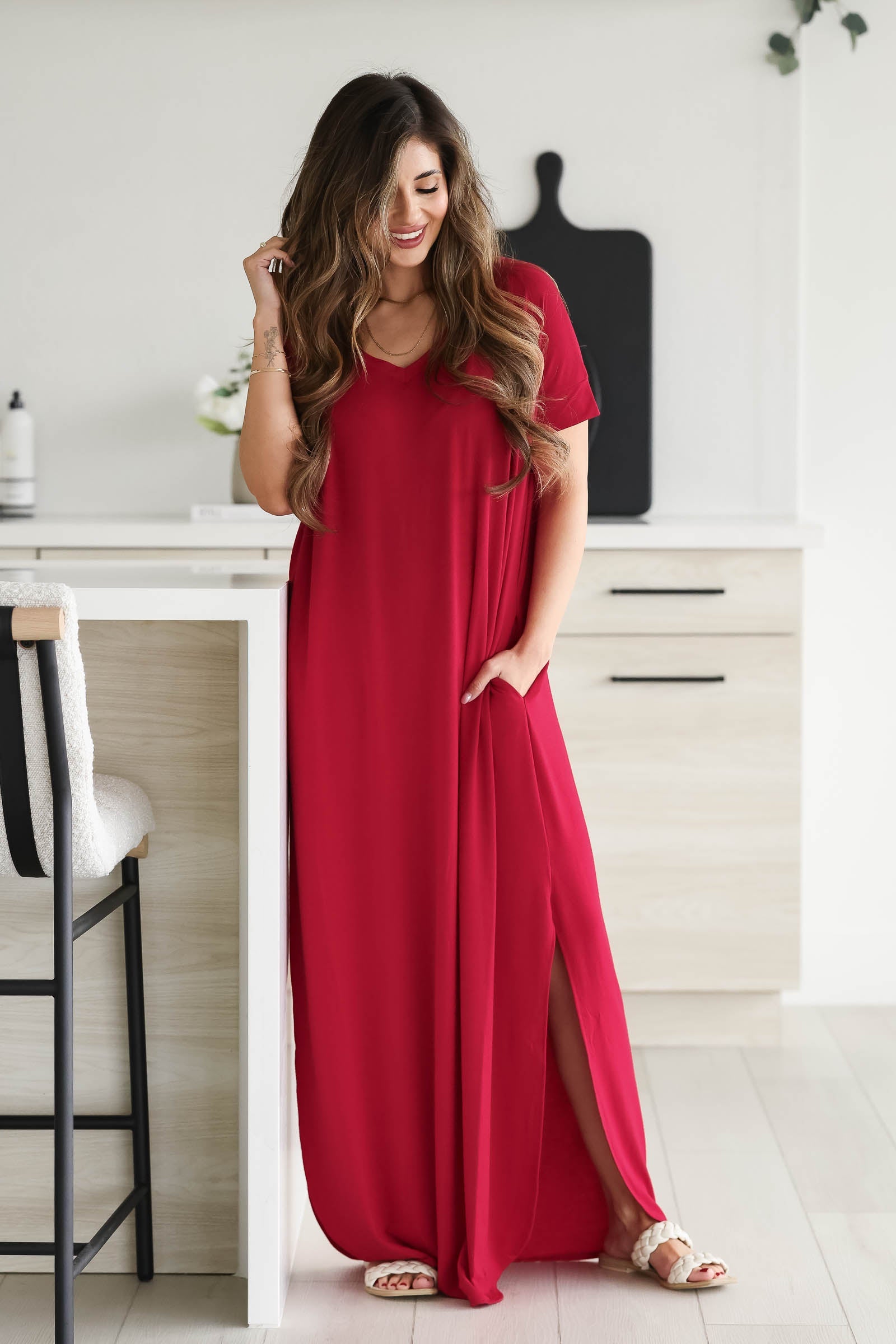 I'll Be By The Pool Maxi Dress - Burgundy, Closet Candy, 1