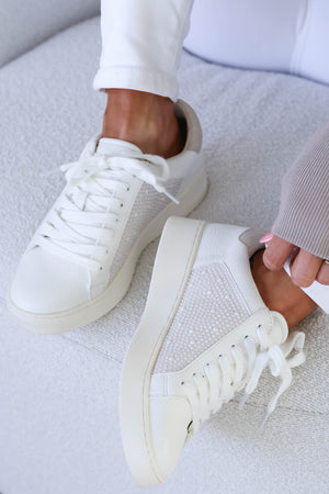 Jessi Pearl Accent Sneakers - White, Closet Candy, 2