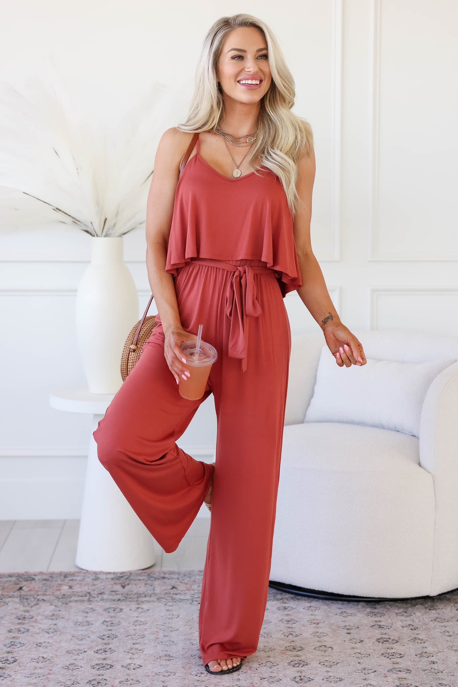 Heating Things Up Jumpsuit -  Terracotta, Closet Candy, 1
