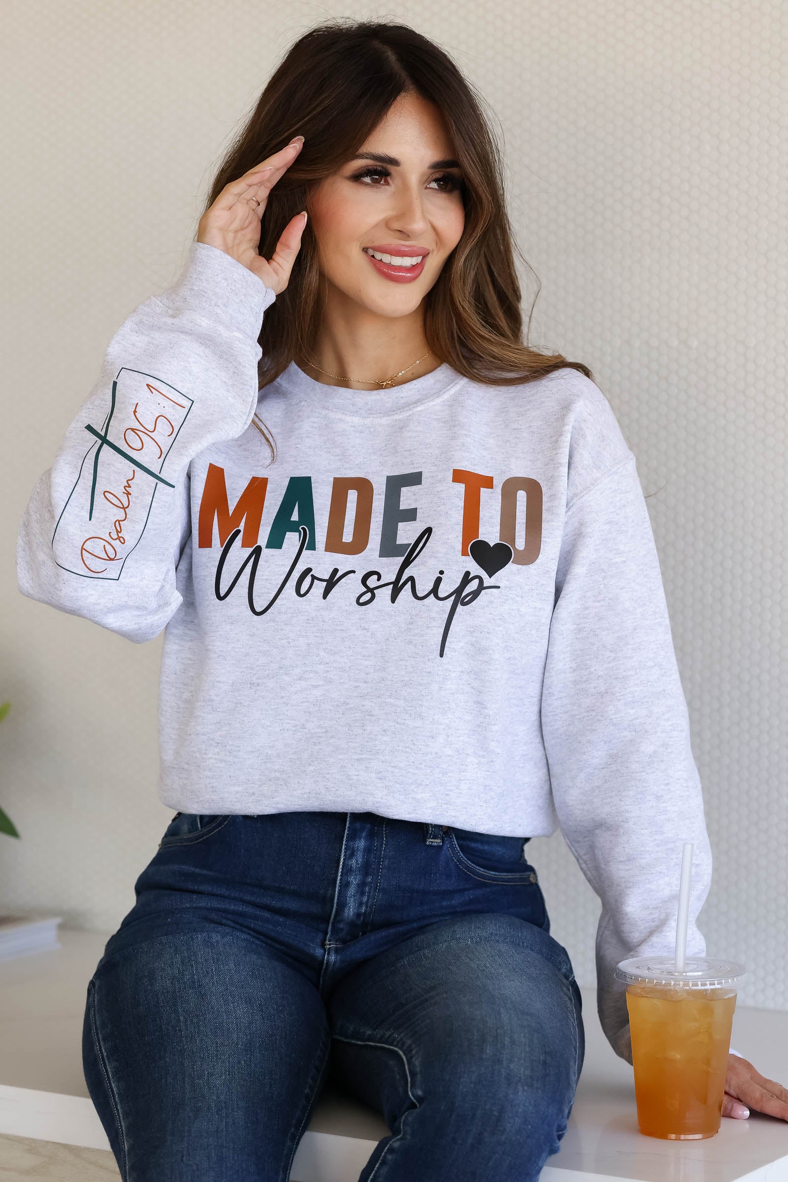 Made To Worship Psalm 95:1 Graphic Fleece Sweatshirts, closet candy, 1