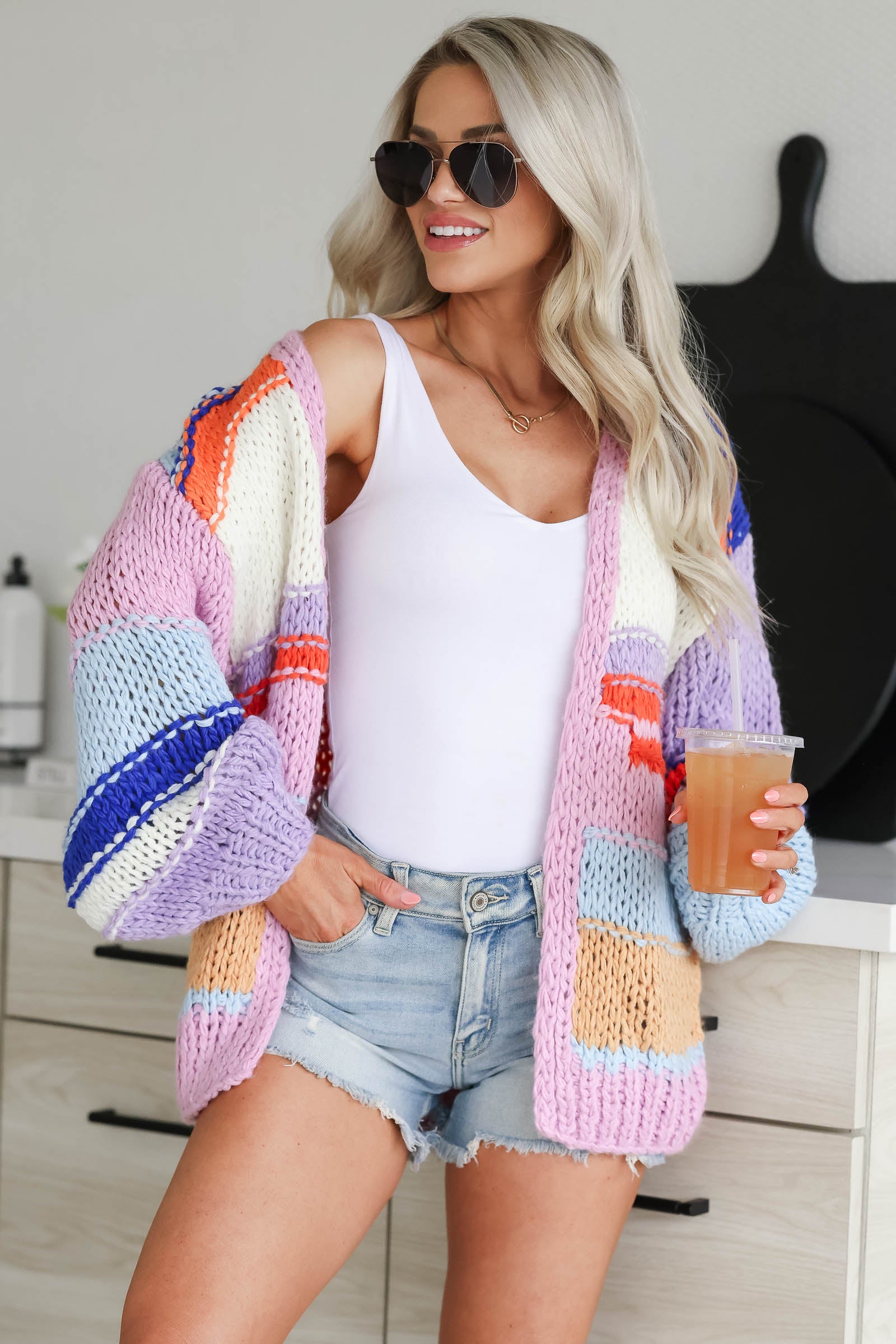 World of Color Hand Knit Cardigan, Closet Candy 1