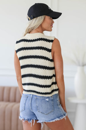 Here For Now Stripe Sleeveless Sweater Top, Closet Candy, 3