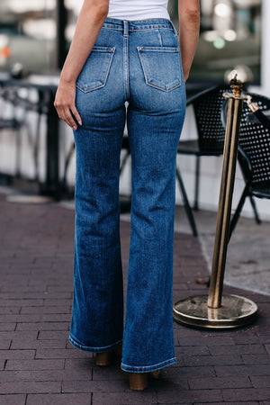 KANCAN Celia High-Rise Flare Jeans - Medium Wash, Closet Candy, 3