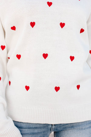 Heart on the Line Sweater - Ivory, Closet Candy, 6