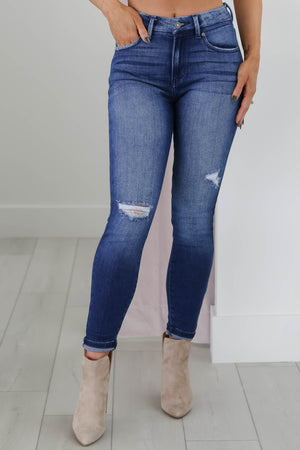 KANCAN Meg High-Rise Super Skinny Jeans - Dark Wash, Closet Candy, 4