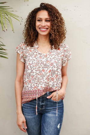 April Showers Floral Top - Ivory, Closet Candy, 3