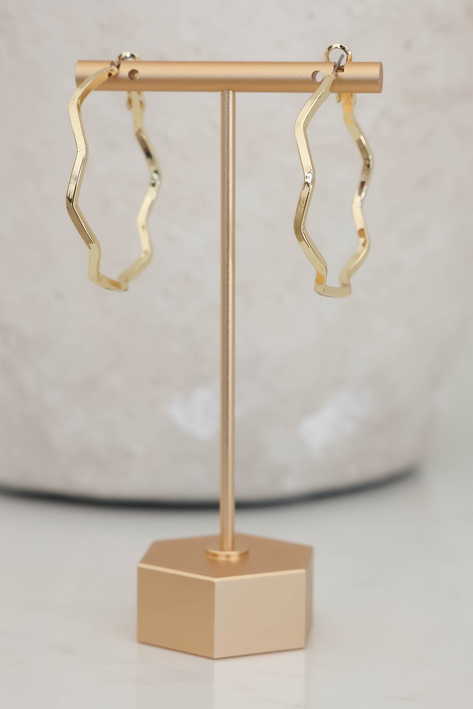 Cassandra Irregular Hoop Earrings - Gold, Closet Candy, 1