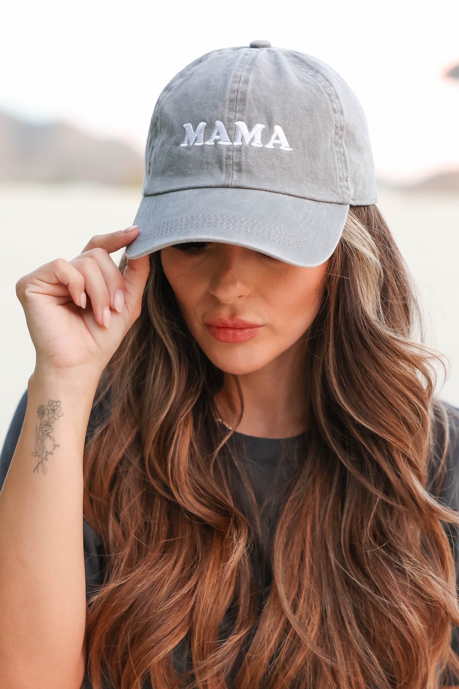 "Mama" Vintage Wash Hat - Grey, Closet Candy, 1