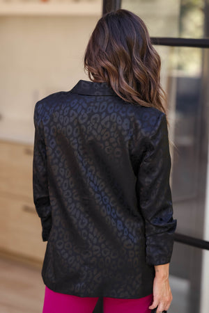 Ready For Anything Animal Print Embossed Blazer - Black, Closet Candy, 4