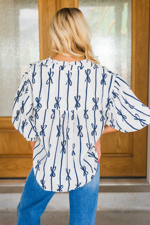 Tied With Love Blouse, Off White, Closet Candy, 5