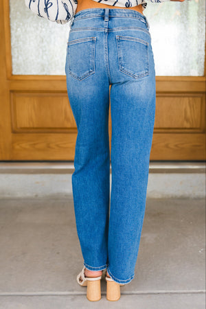 RISEN Uptown Ankle Straight Jeans, Medium Wash, Closet Candy, 5