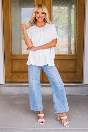 Luxe Pleat Top, White, Closet Candy, 3