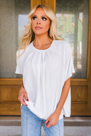 Luxe Pleat Top, White, Closet Candy, 1