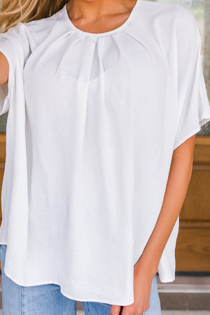 Luxe Pleat Top, White, Closet Candy, 2