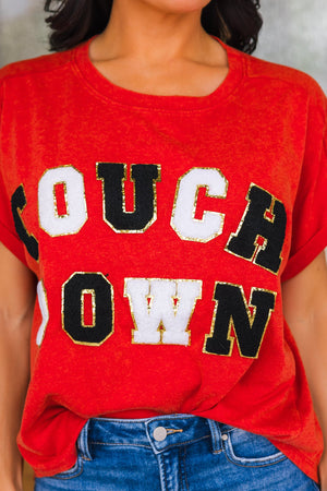 Touchdown Vibes Graphic Tee, Red/Black, Closet Candy, 2