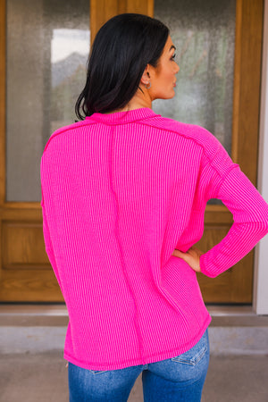 Ribbed Mood Knit Top - Hot Pink, Closet Candy, 5