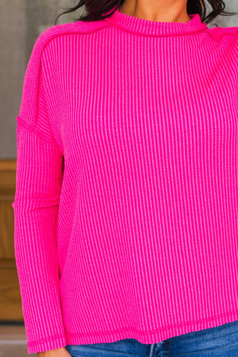 Ribbed Mood Knit Top - Hot Pink, Closet Candy, 1