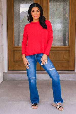 Ribbed Mood Knit Top - Ruby, Closet Candy, 3