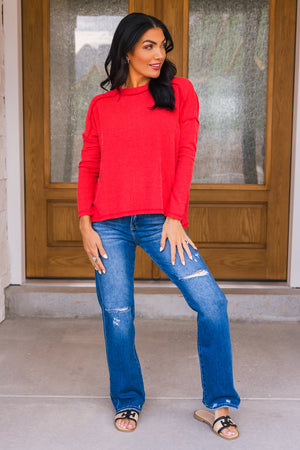 Ribbed Mood Knit Top - Ruby, Closet Candy, 7