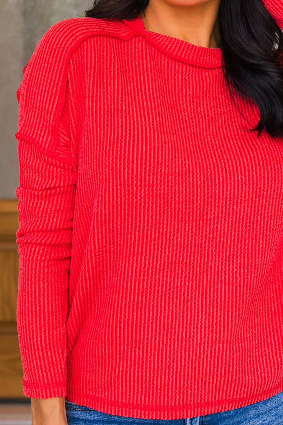 Ribbed Mood Knit Top - Ruby, Closet Candy, 1