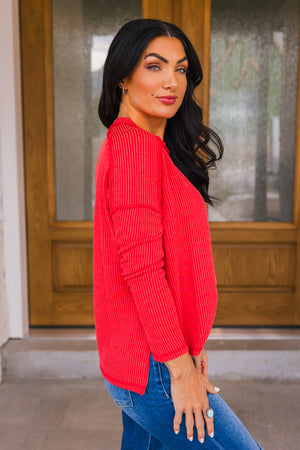 Ribbed Mood Knit Top - Ruby, Closet Candy, 4
