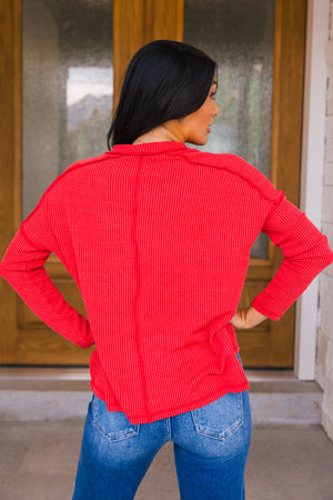 Ribbed Mood Knit Top - Ruby, Closet Candy, 5