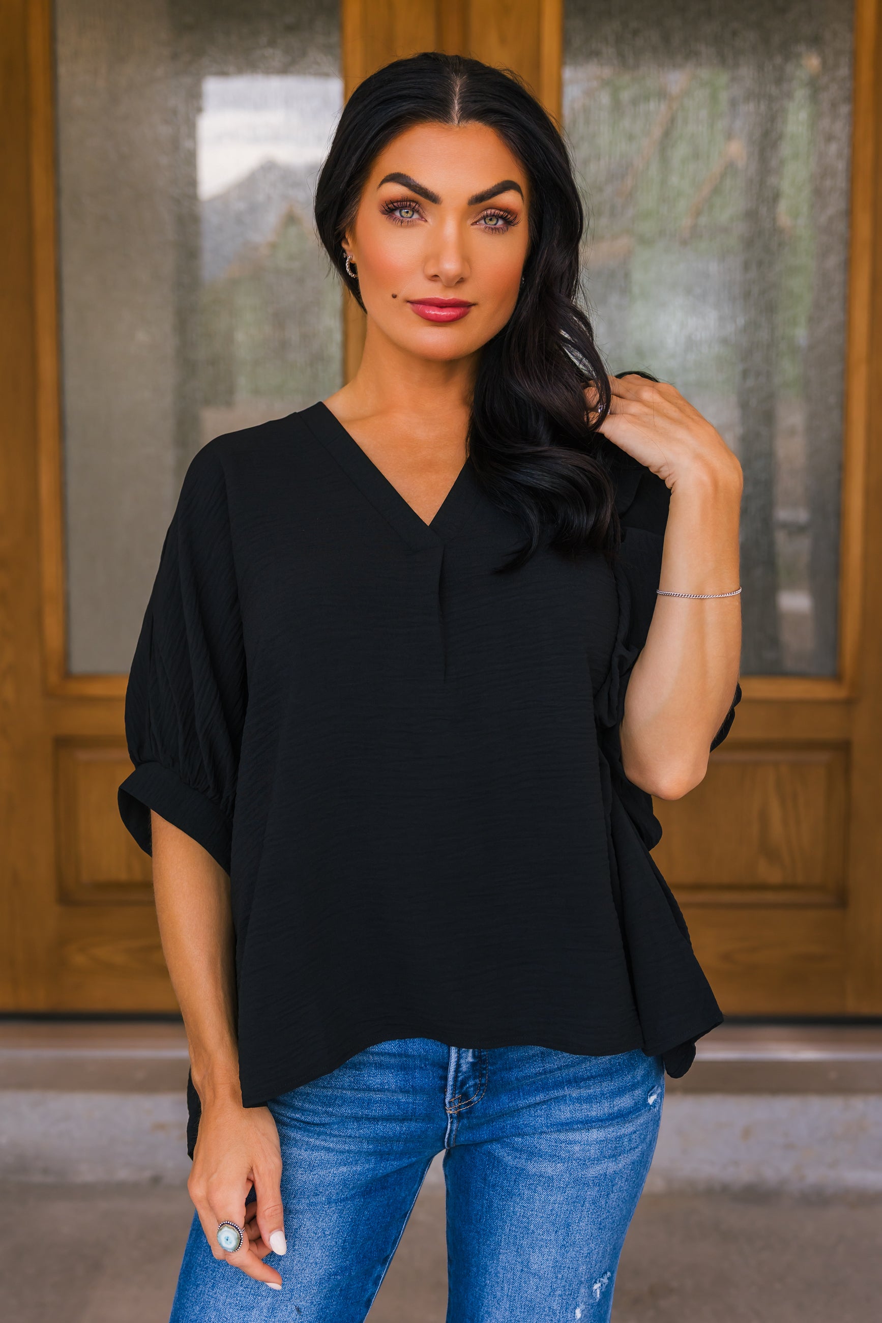 Windswept Wonder Blouse - Black, Closet Candy, 1