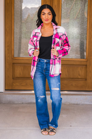 Tickled Pink Shacket, Hot Pink, Closet Candy, 3