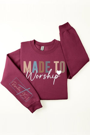 Made To Worship Psalm 95:1 Graphic Fleece Sweatshirts, closet candy, 6