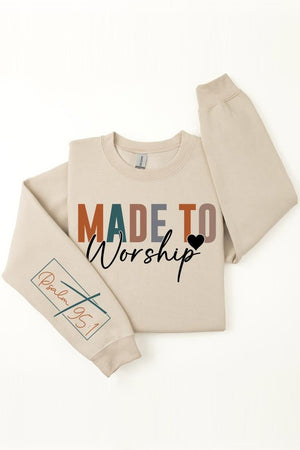 Made To Worship Psalm 95:1 Graphic Fleece Sweatshirts, closet candy, 4