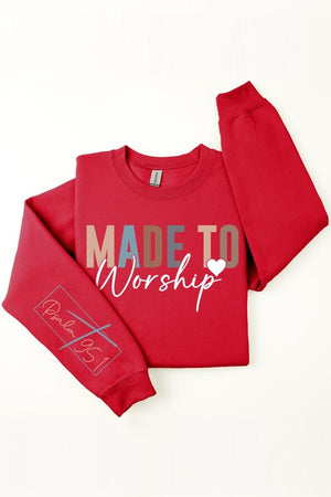 Made To Worship Psalm 95:1 Graphic Fleece Sweatshirts, closet candy, 12