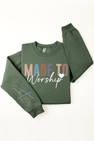 Made To Worship Psalm 95:1 Graphic Fleece Sweatshirts, closet candy, 9