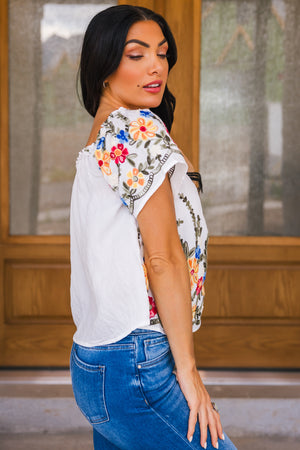 Sunset Garden Blouse, Off White, Closet Candy, 4
