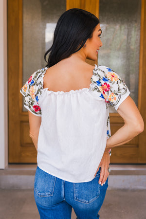 Sunset Garden Blouse, Off White, Closet Candy, 5