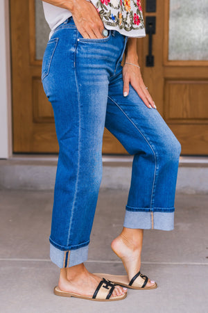 RISEN Midtown Cropped Straight Jeans, Medium Wash, Closet Candy, 5