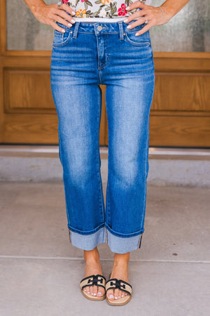 RISEN Midtown Cropped Straight Jeans, Medium Wash, Closet Candy, 1