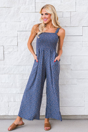 Blue Bloom Jumpsuit, Blue Floral, Closet Candy, 4