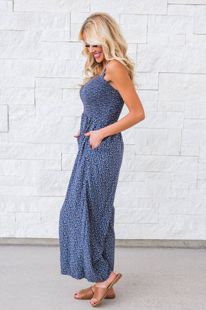 Blue Bloom Jumpsuit, Blue Floral, Closet Candy, 5