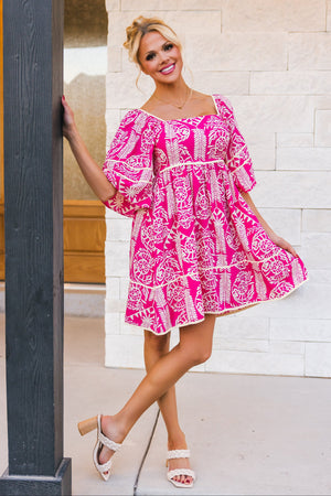 Sahara Dream Mini Dress, Fuchsia, Closet Candy, 3