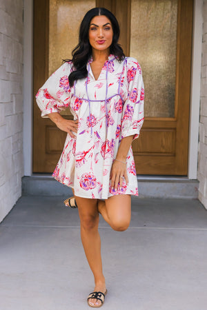 Lost in Bloom Dress, Fuchsia/Lavender, Closet Candy, 3
