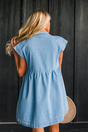 Saddle Up Denim Dress, Denim Blue, Closet Candy, 5