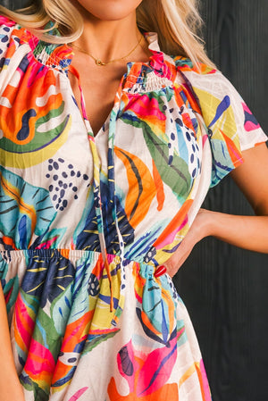 Sunset Splash Mini Dress, Orange, Closet Candy, 2