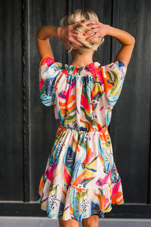 Sunset Splash Mini Dress, Orange, Closet Candy, 5