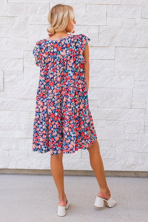 The Flutter Field Dress, Navy/Coral, Closet Candy, 5