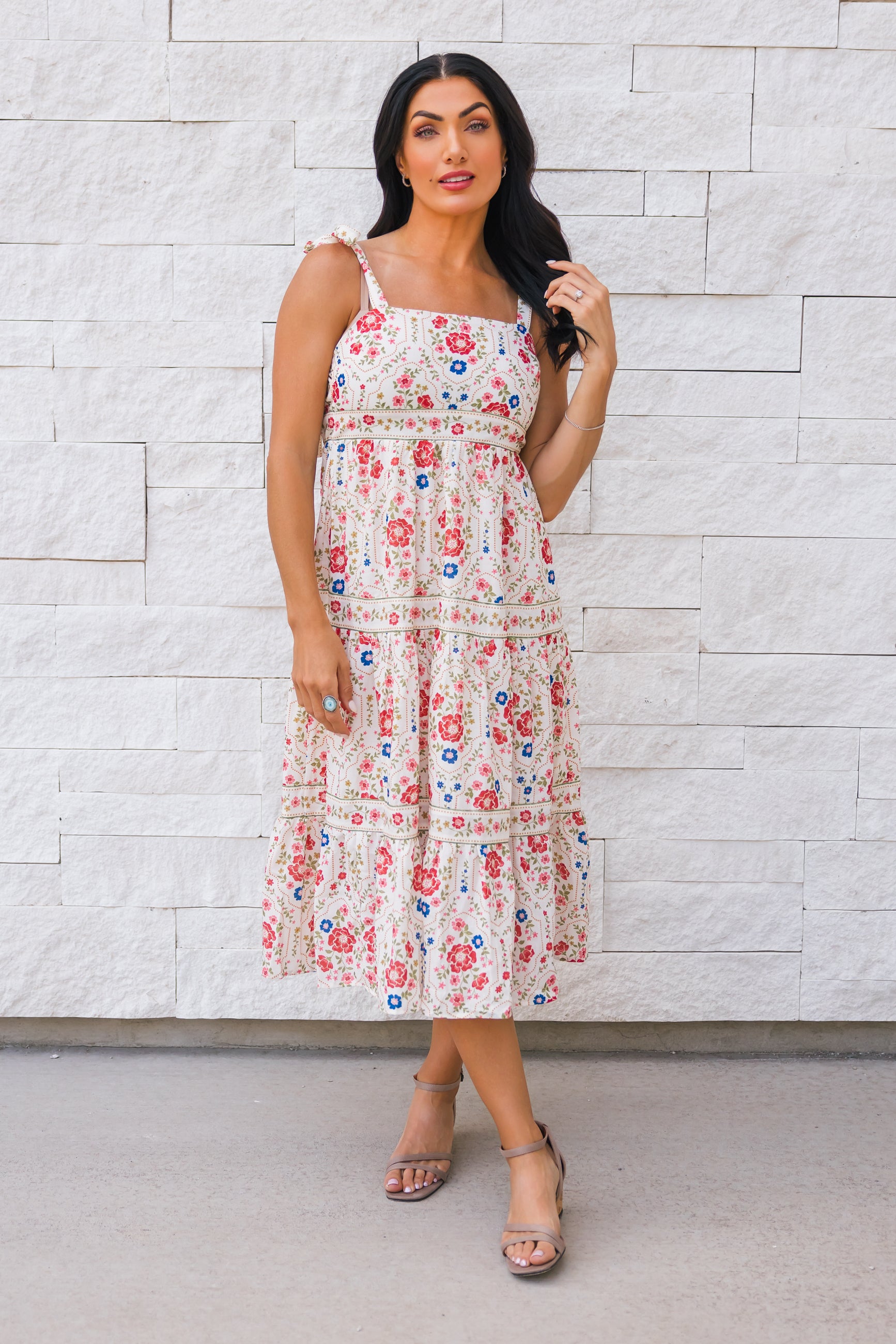 The Meadow Muse Strap Dress, Cream, Closet Candy, 1