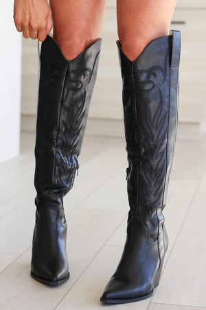 Shania Knee-High Embroidered Western Boots, Closet Candy, 3